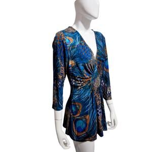 Y2K Vintage Linda Segal Peacock Women's size Large Classic Old Money Casual Top